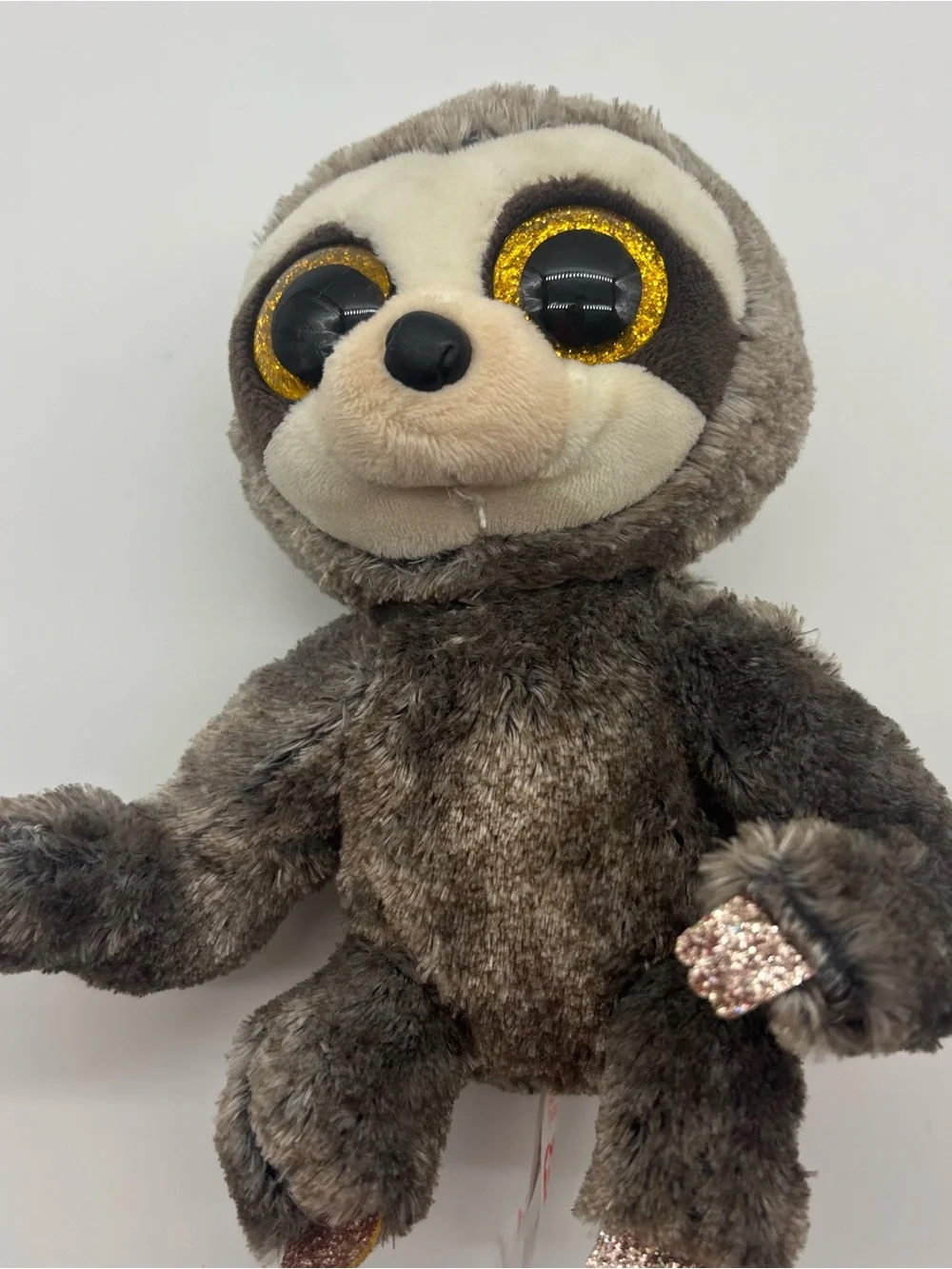 Ty Gray and Cream Glitter-Eyed Sloth Plush